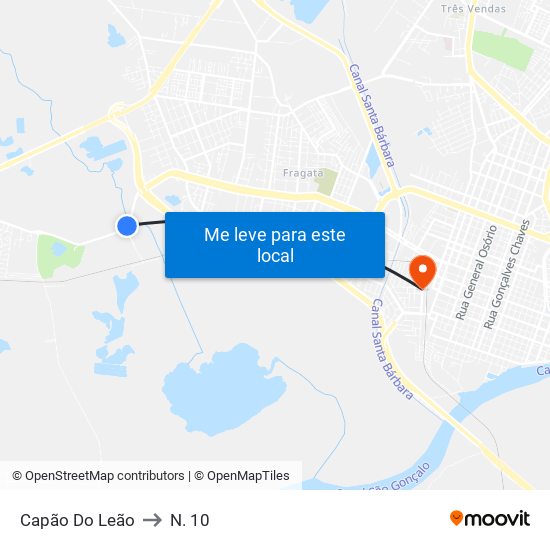 Capão Do Leão to N. 10 map
