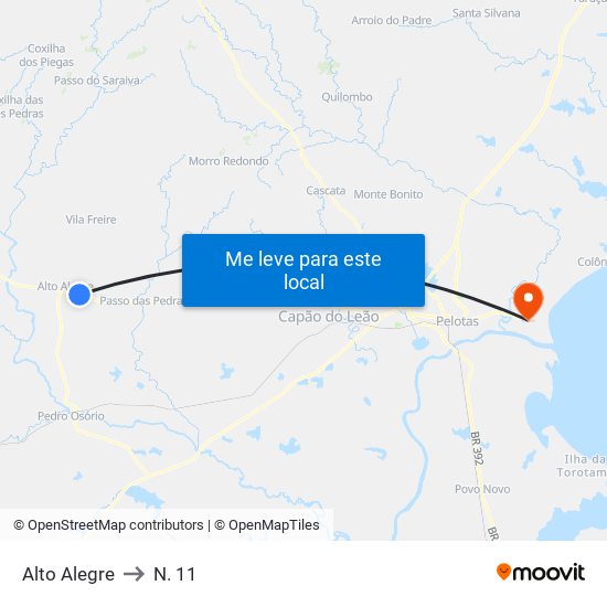 Alto Alegre to N. 11 map