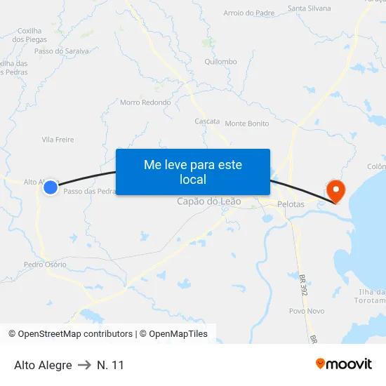 Alto Alegre to N. 11 map