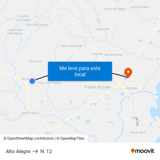 Alto Alegre to N. 12 map