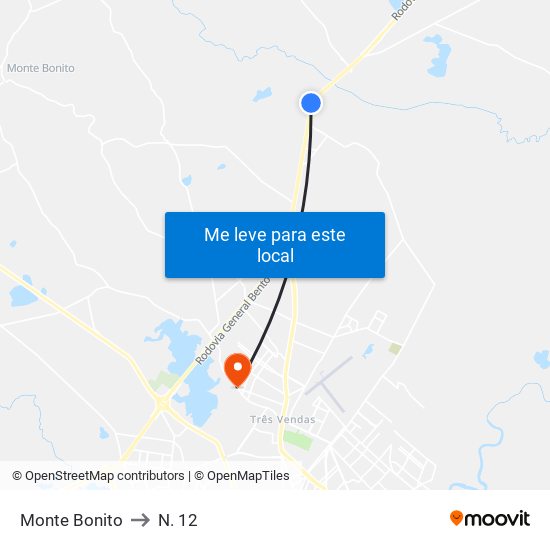 Monte Bonito to N. 12 map