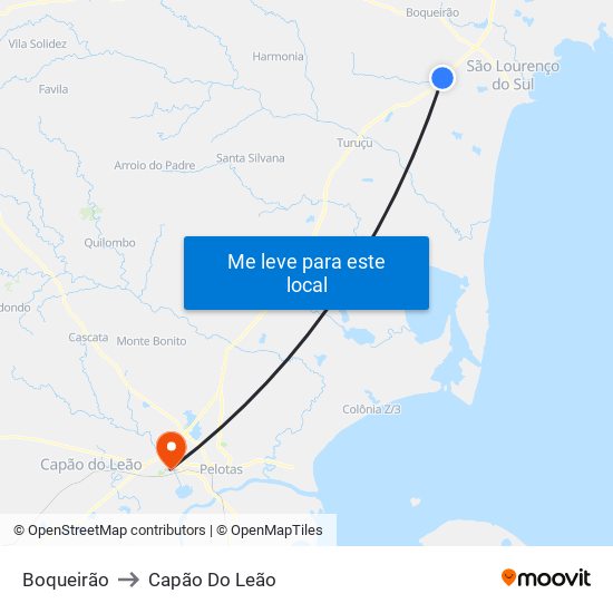 Boqueirão to Capão Do Leão map