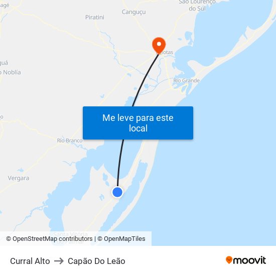 Curral Alto to Capão Do Leão map