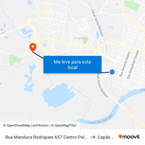 Rua Manduca Rodrigues 657 Centro Pelotas - Rs 96020-320 Brasil to Capão Do Leão map