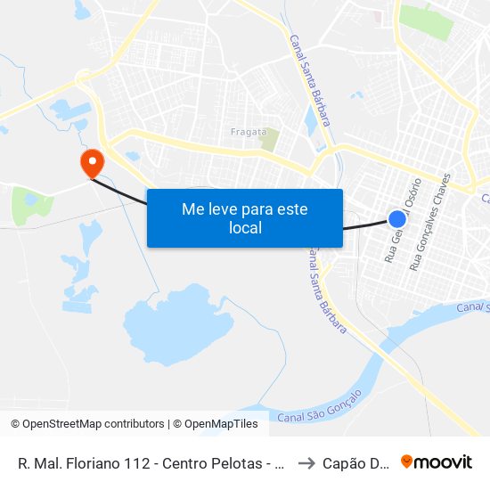 R. Mal. Floriano 112 - Centro Pelotas - Rs 96015-440 Brasil to Capão Do Leão map