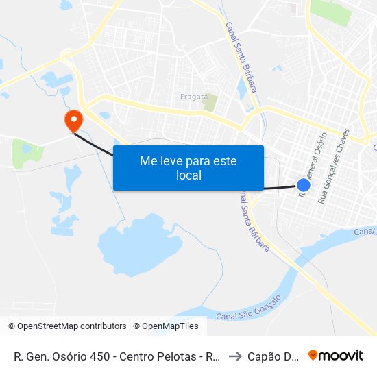 R. Gen. Osório 450 - Centro Pelotas - Rs 96020-000 Brasil to Capão Do Leão map