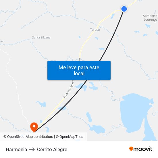 Harmonia to Cerrito Alegre map