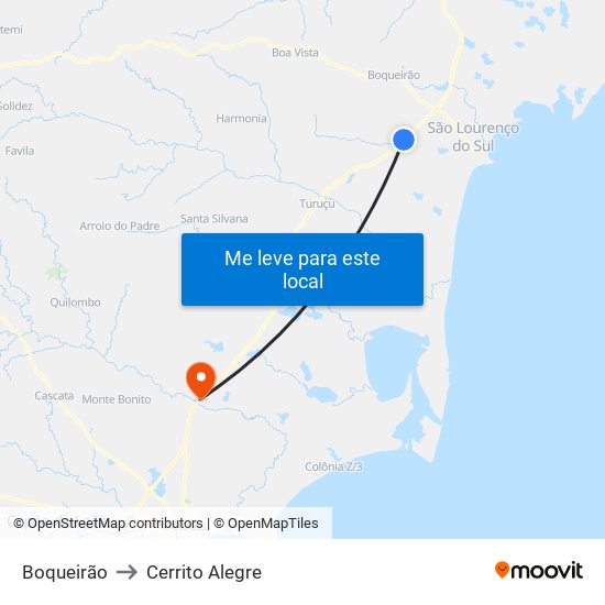 Boqueirão to Cerrito Alegre map