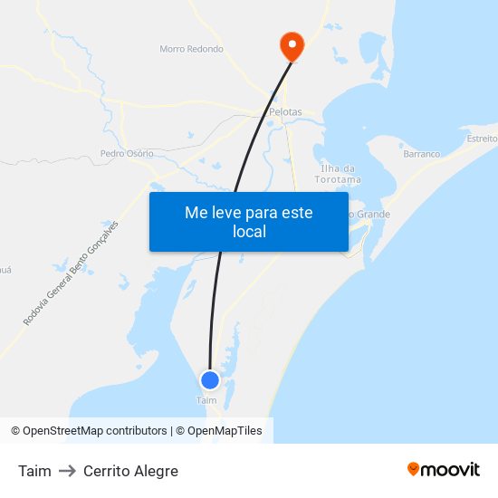 Taim to Cerrito Alegre map