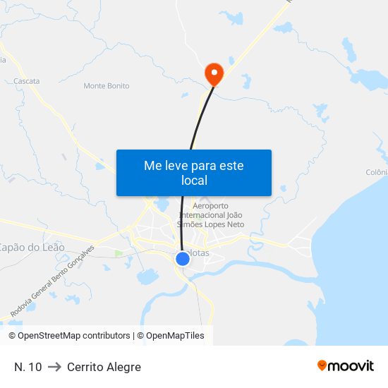 N. 10 to Cerrito Alegre map