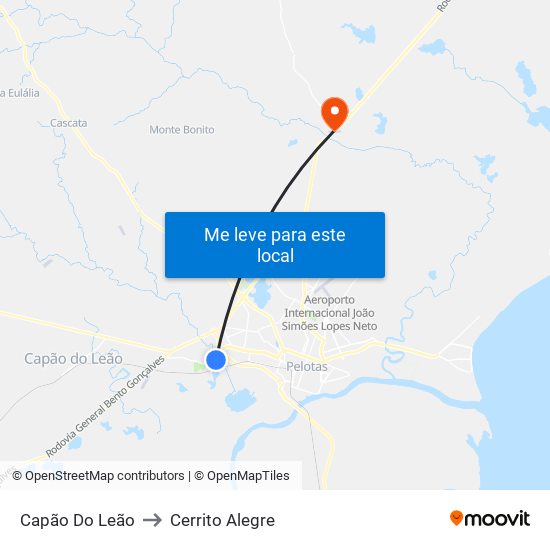 Capão Do Leão to Cerrito Alegre map