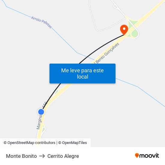 Monte Bonito to Cerrito Alegre map