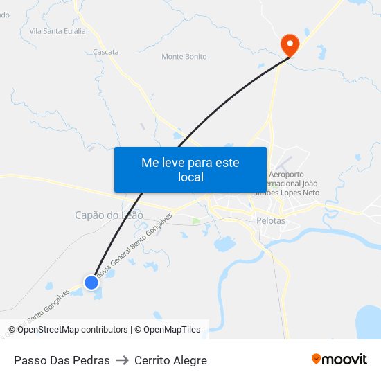 Passo Das Pedras to Cerrito Alegre map