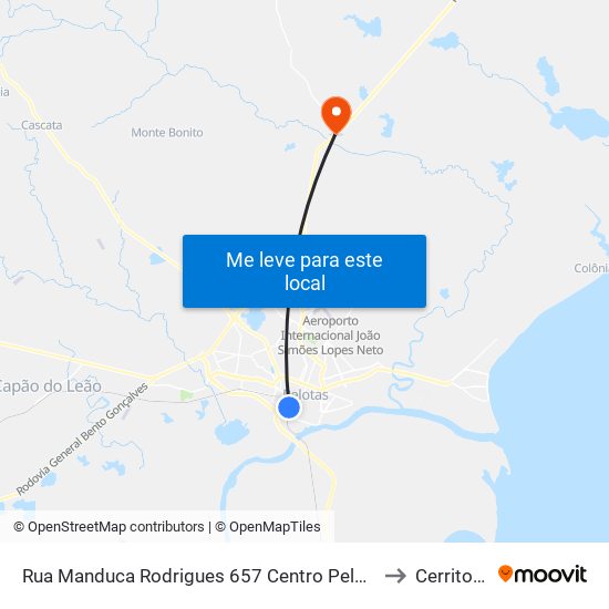 Rua Manduca Rodrigues 657 Centro Pelotas - Rs 96020-320 Brasil to Cerrito Alegre map