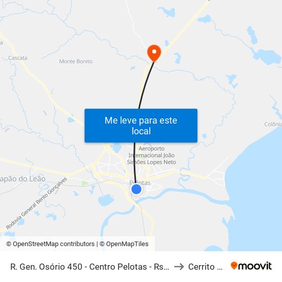 R. Gen. Osório 450 - Centro Pelotas - Rs 96020-000 Brasil to Cerrito Alegre map