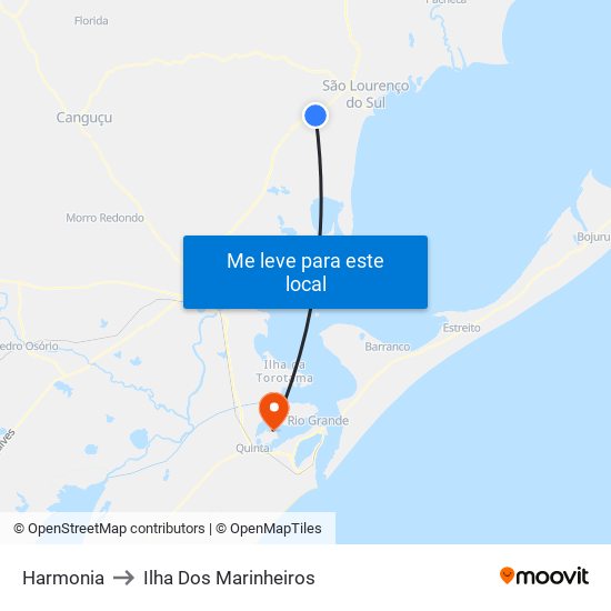 Harmonia to Ilha Dos Marinheiros map