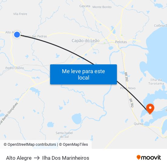 Alto Alegre to Ilha Dos Marinheiros map