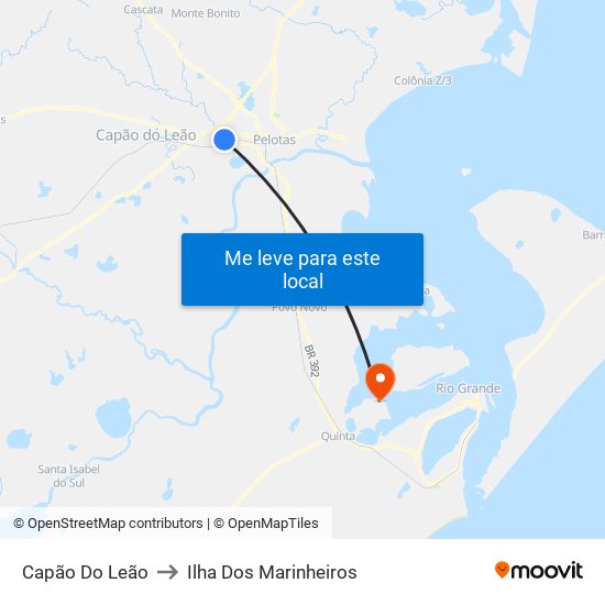 Capão Do Leão to Ilha Dos Marinheiros map