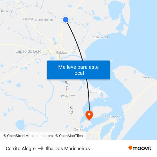 Cerrito Alegre to Ilha Dos Marinheiros map