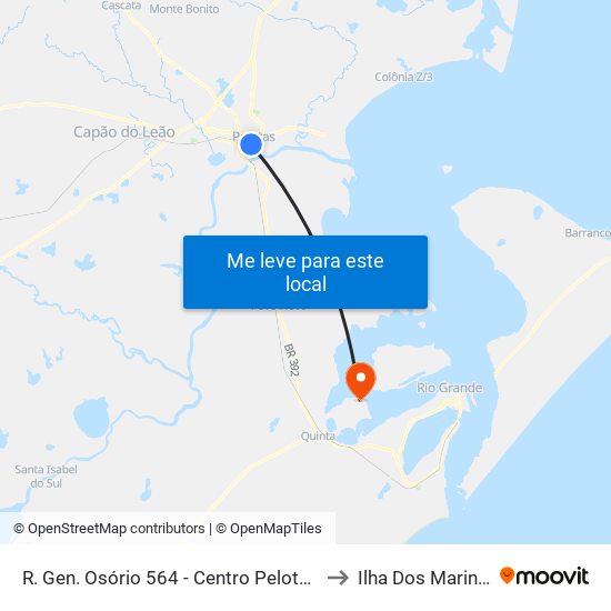 R. Gen. Osório 564 - Centro Pelotas - Rs Brasil to Ilha Dos Marinheiros map