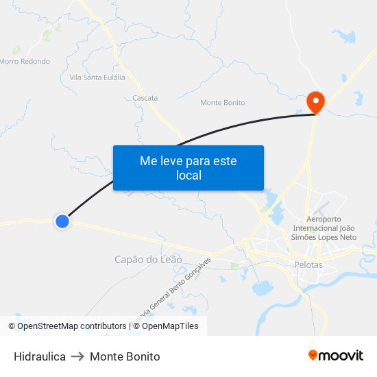 Hidraulica to Monte Bonito map