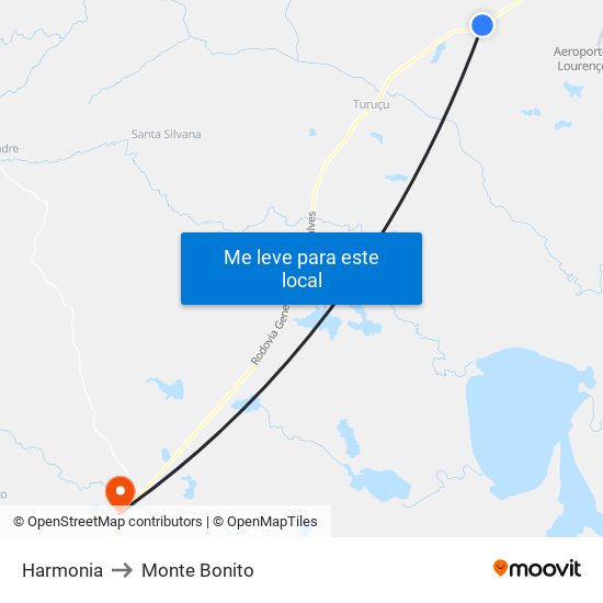 Harmonia to Monte Bonito map