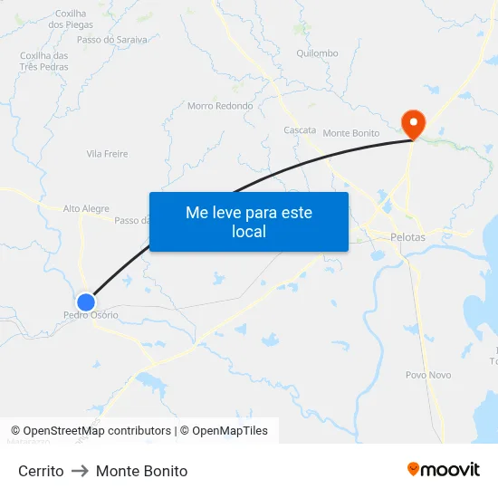 Cerrito to Monte Bonito map