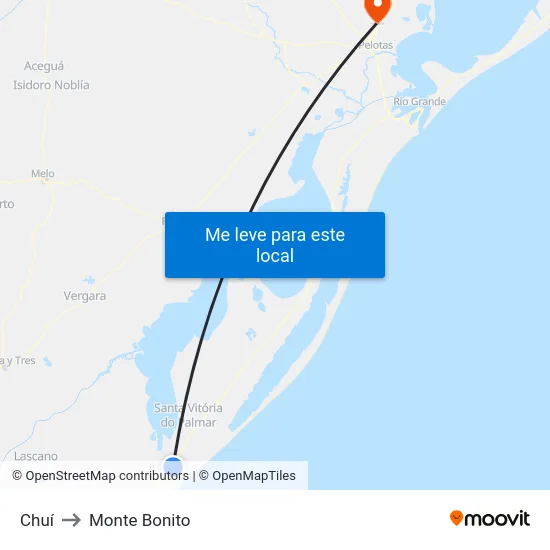 Chuí to Monte Bonito map