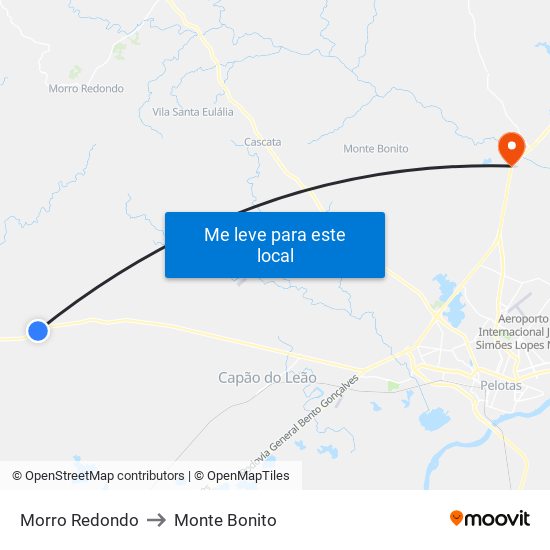 Morro Redondo to Monte Bonito map