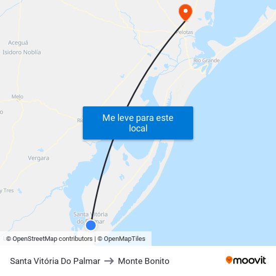 Santa Vitória Do Palmar to Monte Bonito map