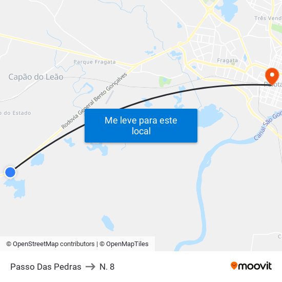 Passo Das Pedras to N. 8 map