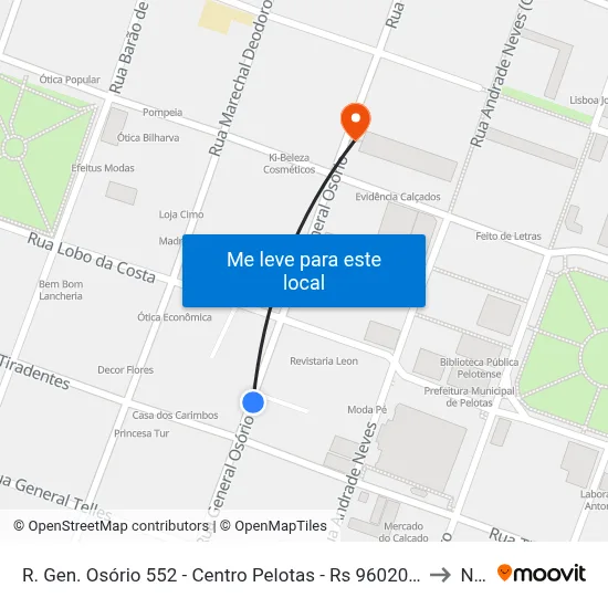 R. Gen. Osório 552 - Centro Pelotas - Rs 96020-000 Brasil to N. 8 map
