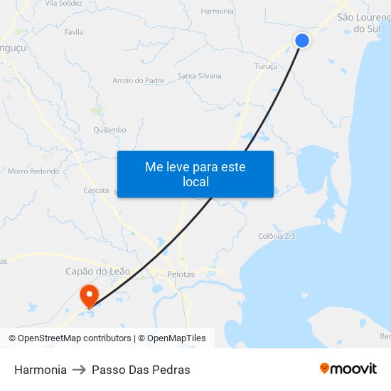 Harmonia to Passo Das Pedras map