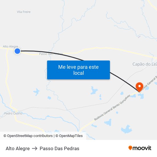 Alto Alegre to Passo Das Pedras map