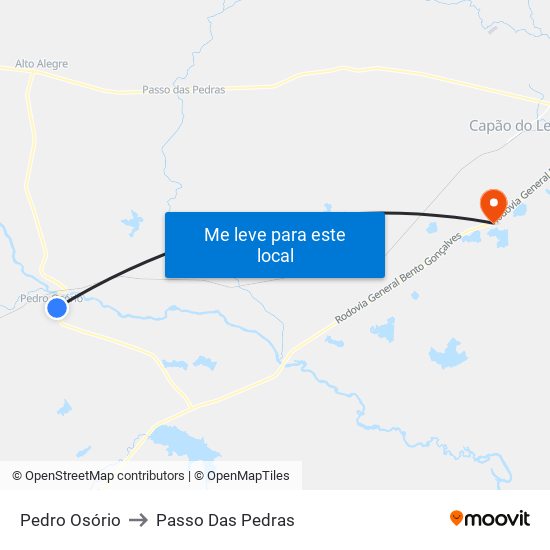 Pedro Osório to Passo Das Pedras map