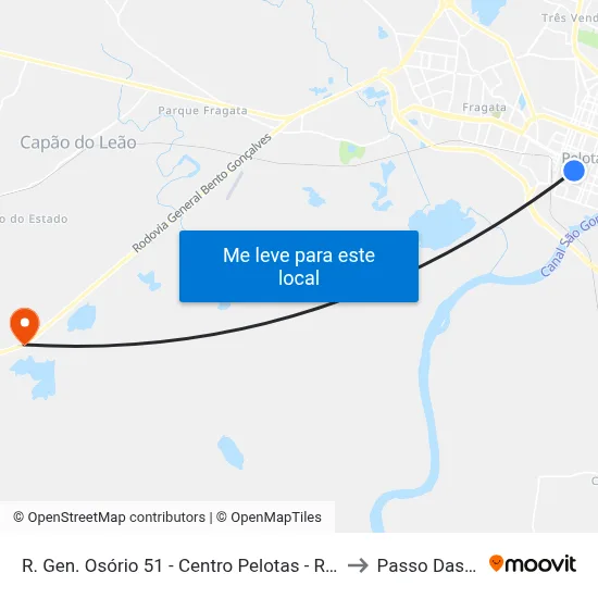 R. Gen. Osório 51 - Centro Pelotas - Rs 96020-000 Brasil to Passo Das Pedras map