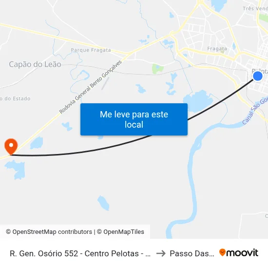 R. Gen. Osório 552 - Centro Pelotas - Rs 96020-000 Brasil to Passo Das Pedras map