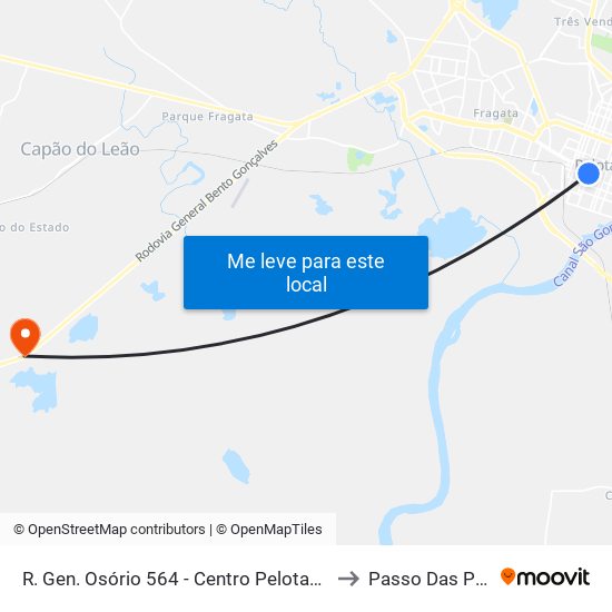 R. Gen. Osório 564 - Centro Pelotas - Rs Brasil to Passo Das Pedras map