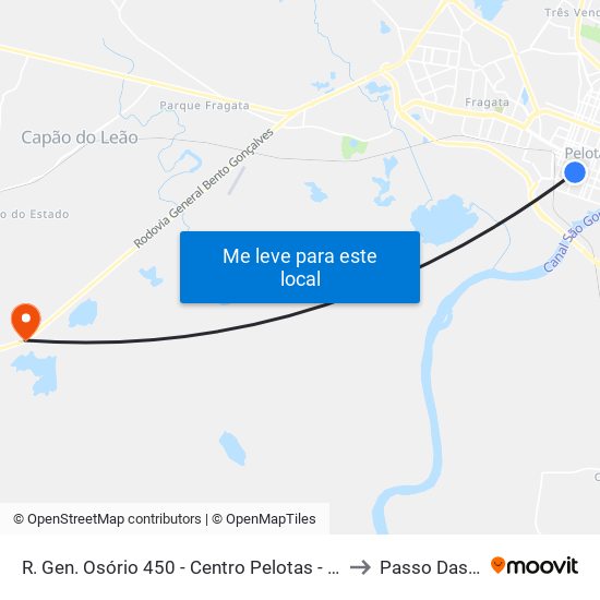 R. Gen. Osório 450 - Centro Pelotas - Rs 96020-000 Brasil to Passo Das Pedras map