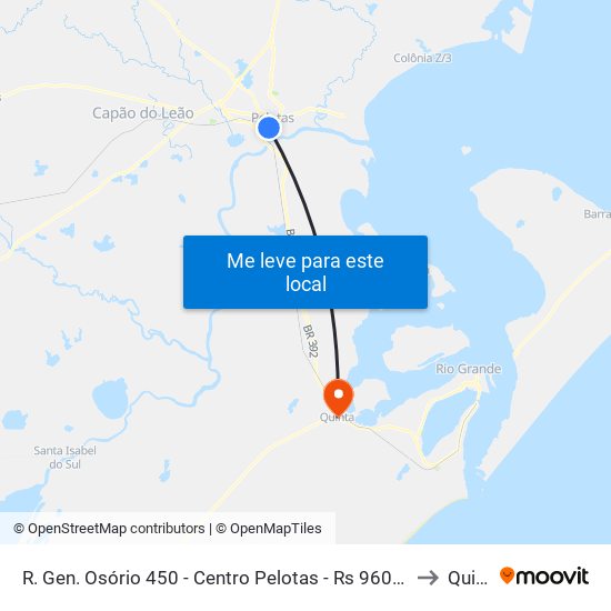 R. Gen. Osório 450 - Centro Pelotas - Rs 96020-000 Brasil to Quinta map