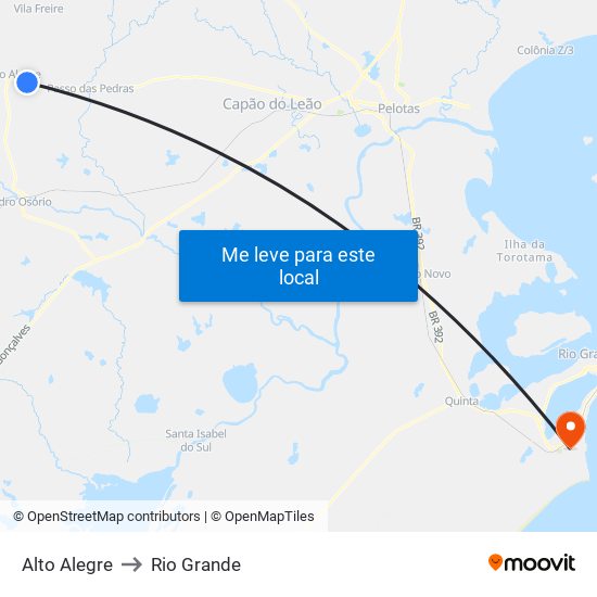 Alto Alegre to Rio Grande map