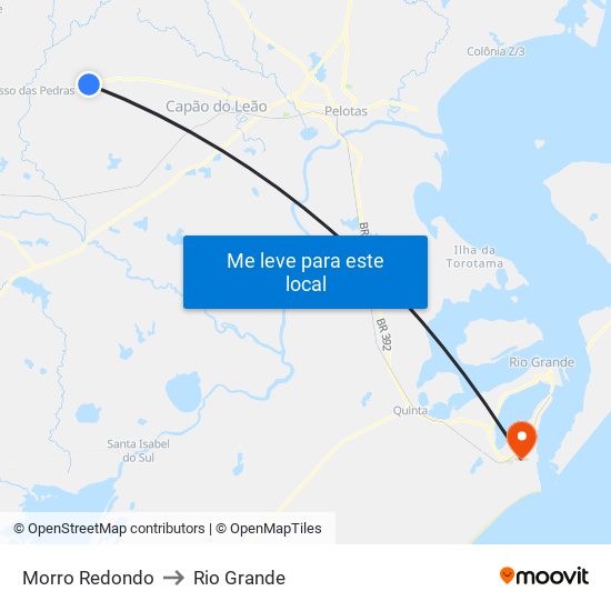 Morro Redondo to Rio Grande map