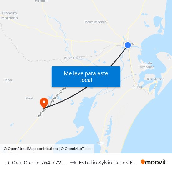 R. Gen. Osório 764-772 - Centro Pelotas - Rs Brasil to Estádio Sylvio Carlos Ferreira - G.E. Internacional map