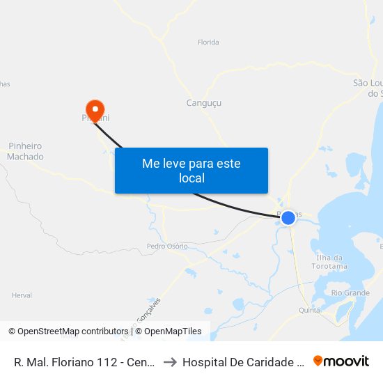 R. Mal. Floriano 112 - Centro Pelotas - Rs 96015-440 Brasil to Hospital De Caridade Nossa Senhora Da Conceição map