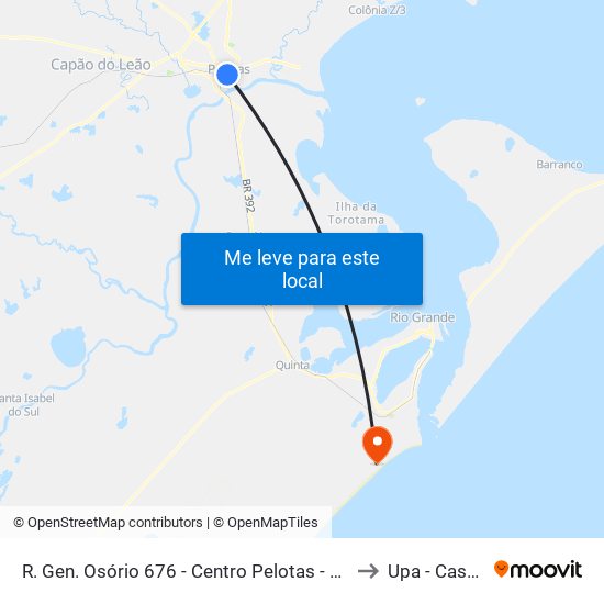 R. Gen. Osório 676 - Centro Pelotas - Rs Brasil to Upa - Cassino map