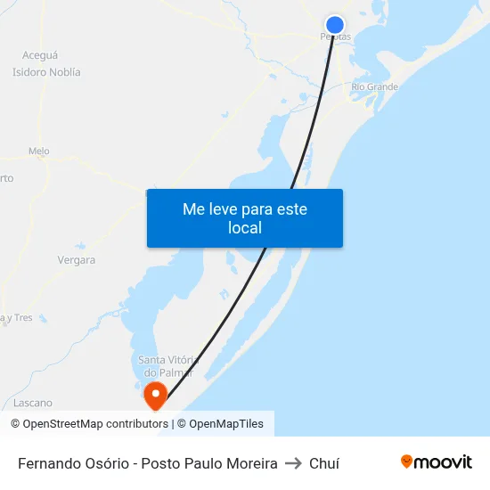 Fernando Osório - Posto Paulo Moreira to Chuí map