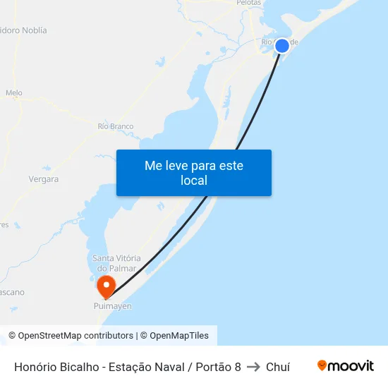 Honório Bicalho - Estação Naval / Portão 8 to Chuí map