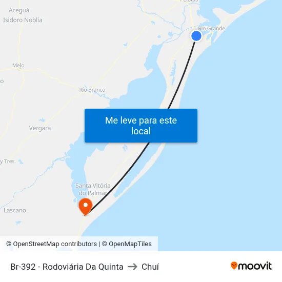 Br-392 - Rodoviária Da Quinta to Chuí map