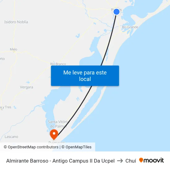 Almirante Barroso - Antigo Campus II Da Ucpel to Chuí map