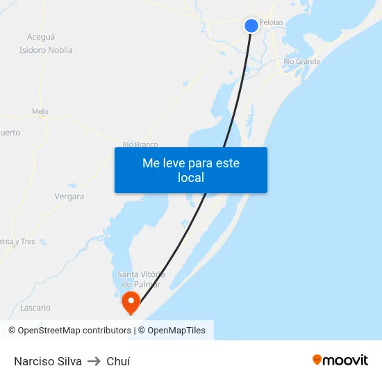 Narciso Silva to Chuí map